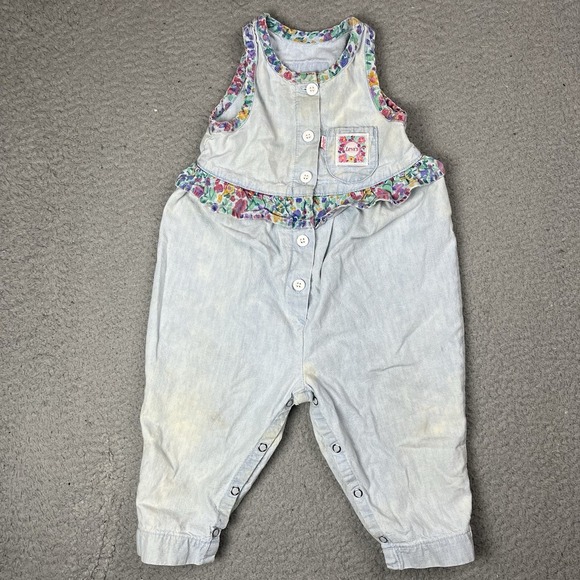 Levi's Other - VTG 80's Levi's Denim Dress Girls Size 12M Logo Little Levi's Floral Pattern USA